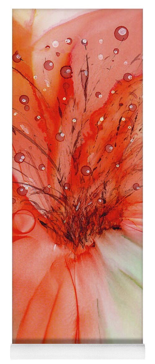 Beautiful Floral Painting In Orange Hues With Detailed Center. Lots Of Energy And Movement In The Piece! Original Painting Was Done In Vibrant Alcohol Ink Which Has A Wonderful Organic Flow. Yoga Mat featuring the painting Tangerine Bloom by Kimberly Deene Langlois