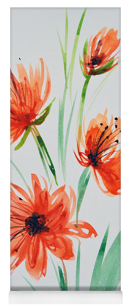 Orange Flowers Yoga Mat featuring the painting Tangerine Dreams by Amy Giacomelli