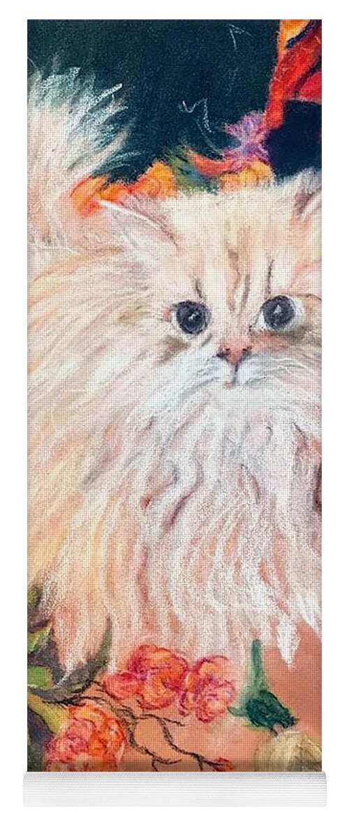 Persian Cat Yoga Mat featuring the pastel Tawny by Juliette Becker