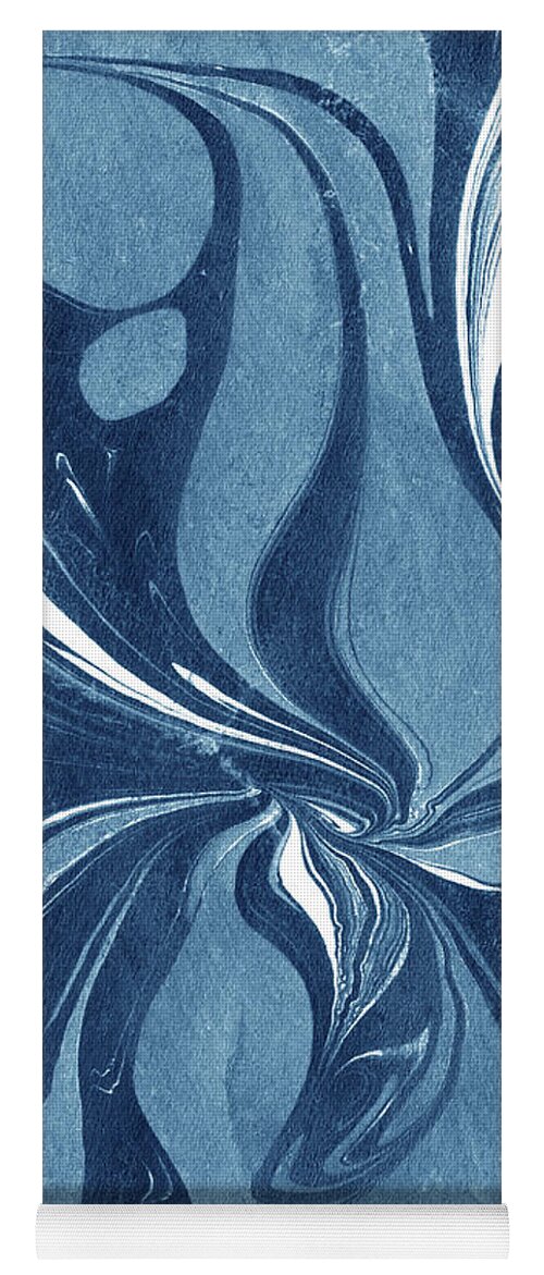Teal Yoga Mat featuring the painting Teal Indigo Blue Magic Flower Nature Pattern by Irina Sztukowski