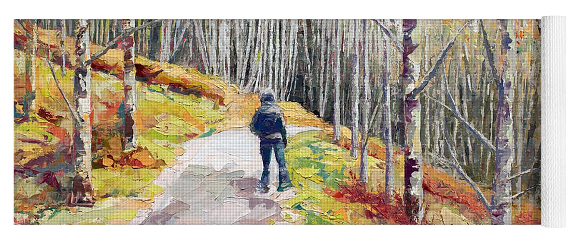Telluride Yoga Mat featuring the painting Lone Hiker, 2018 by PJ Kirk