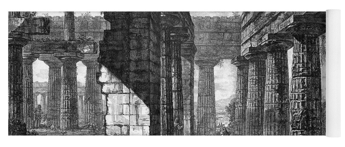 1778 Yoga Mat featuring the drawing Temple Of Neptune by Giovanni Battista Piranesi