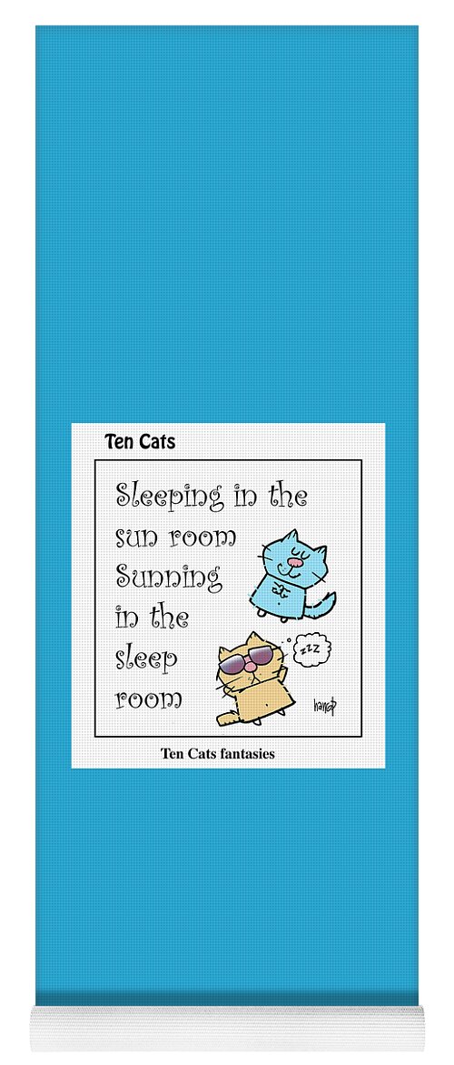 Cats Yoga Mat featuring the digital art TEN CATS Sunning by Graham Harrop