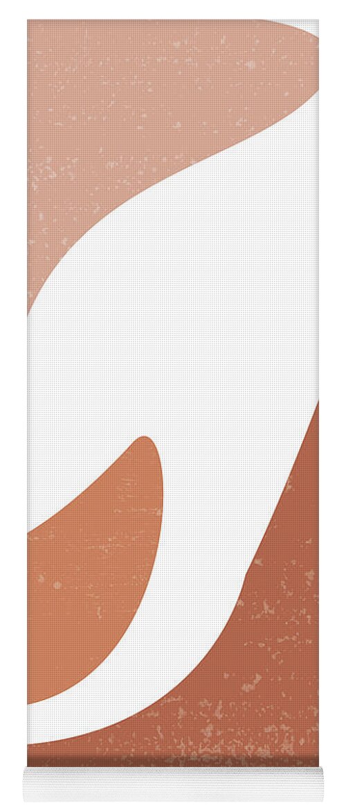 Terracotta Yoga Mat featuring the mixed media Terracotta Abstract 46 - Modern, Contemporary Art - Abstract Organic Shapes - Brown, Burnt Sienna by Studio Grafiikka