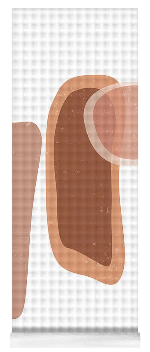 Terracotta Yoga Mat featuring the mixed media Terracotta Abstract 53 - Modern, Contemporary Art - Abstract Organic Shapes - Minimal - Brown by Studio Grafiikka