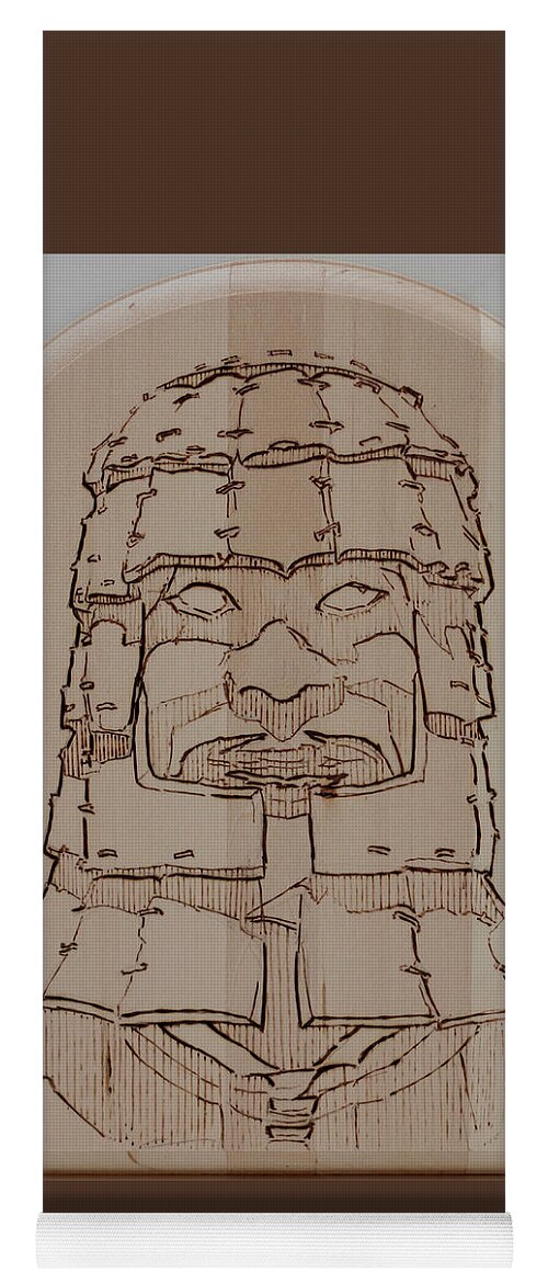 Pyrography Yoga Mat featuring the pyrography Terracotta Warrior - Unearthed by Sean Connolly