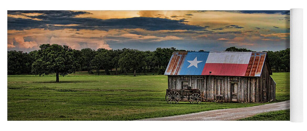 Texas Yoga Mat featuring the digital art Texas Barn by Brad Barton