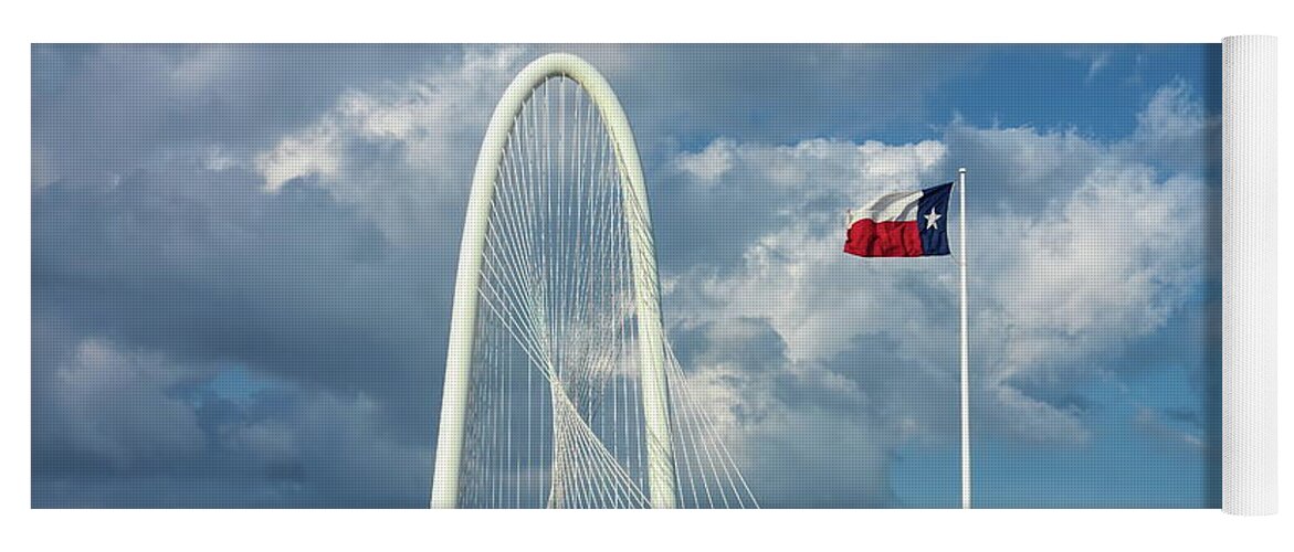 Cityscape Yoga Mat featuring the photograph Texas Flag on a Windy Day by Diana Mary Sharpton