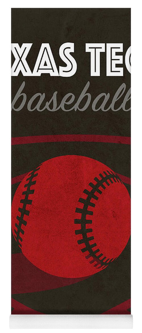 Texas Tech Yoga Mat featuring the mixed media Texas Tech College Baseball Sports Vintage Poster by Design Turnpike