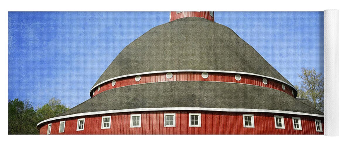 Ohio Red Round Barn In Summer Yoga Mat featuring the photograph Textured Manchester Red Round Barn by Dan Sproul