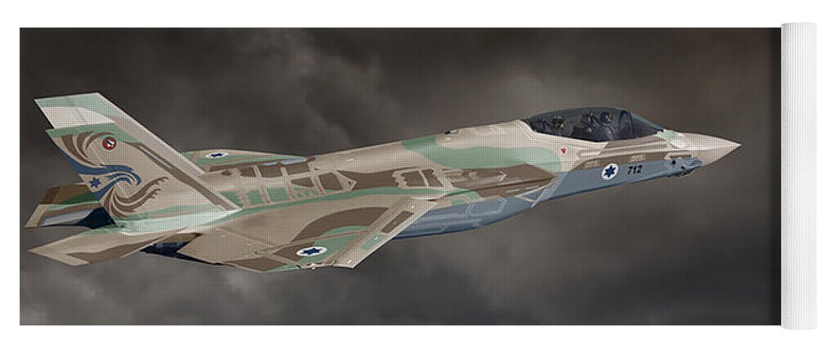 Lightning Yoga Mat featuring the digital art TF-35I Barak II by Custom Aviation Art