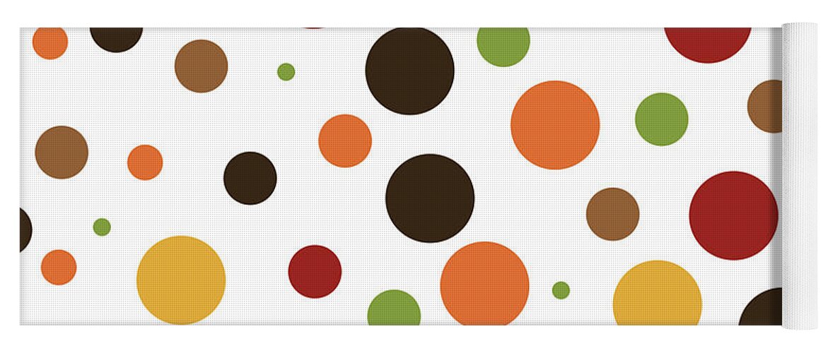 Thanksgiving Yoga Mat featuring the digital art Thanksgiving Polka Dots by Amelia Pearn