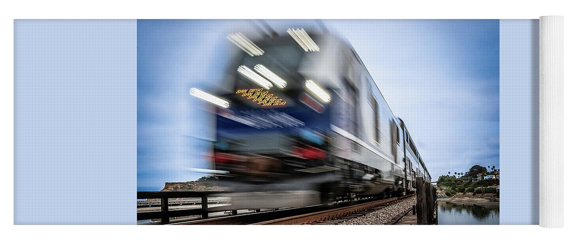 Amtrak Yoga Mat featuring the photograph The Amtrak Pacific Surfliner is On Time by David Levin