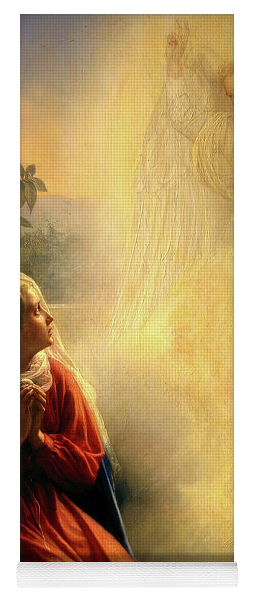 The Annunciation Yoga Mat featuring the painting The Annunciation by Carl Bloch