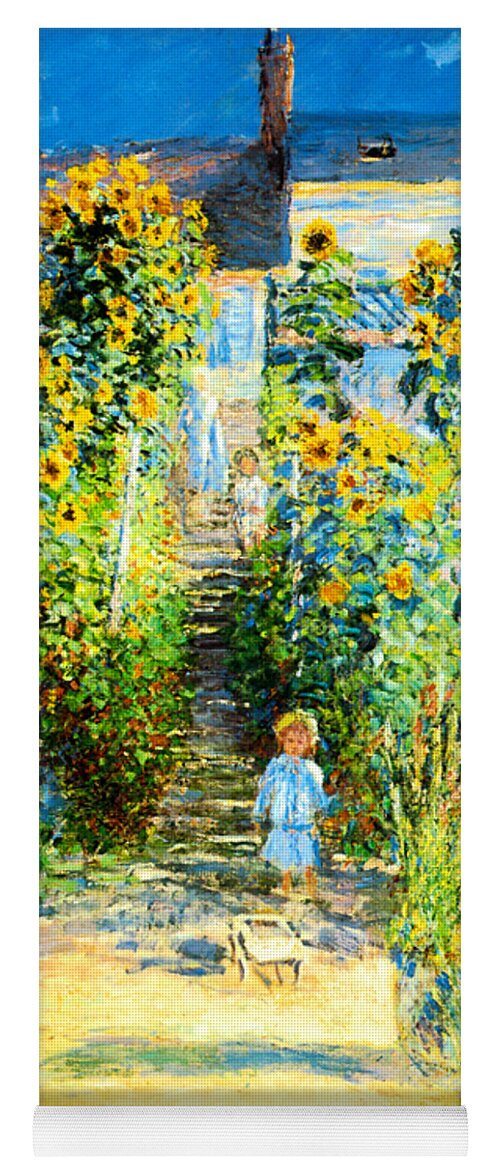 Claude Monet Yoga Mat featuring the painting The Artists Garden at Vetheuil 1880 by Claude Monet