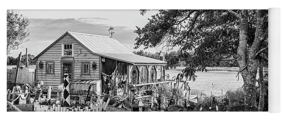 Fish House Yoga Mat featuring the photograph The Beaufort North Carolina Fish House on Taylor's Creek by Bob Decker
