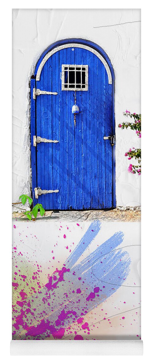 Door Yoga Mat featuring the mixed media The Blues by Moira Law