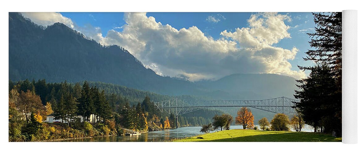 Bridge Of The Gods Yoga Mat featuring the photograph The Bridge of the Gods by Jeanette French