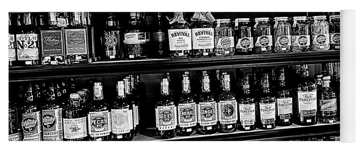 Liquor Yoga Mat featuring the photograph The Candy Store BW by Lee Darnell