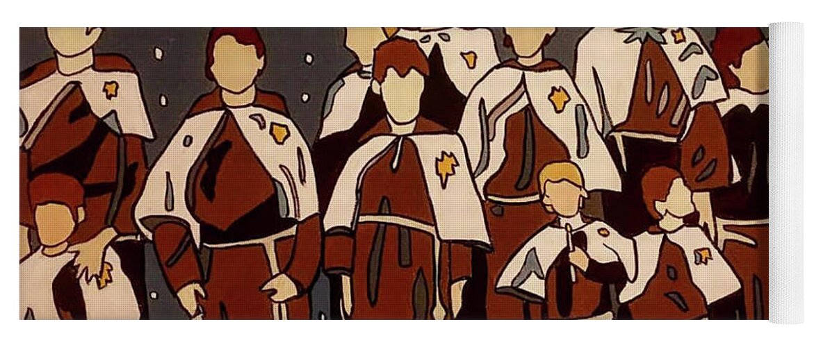 Choir Singers Christmas Snow Italy Yoga Mat featuring the painting The Choir by Mike Stanko