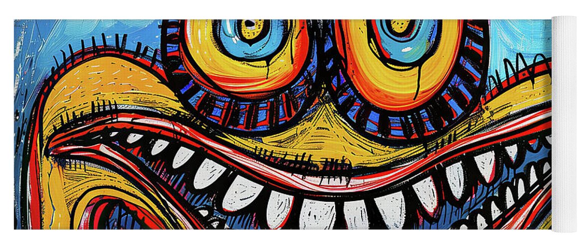 Whimsical Yoga Mat featuring the digital art The Chuckle by Michael Lees