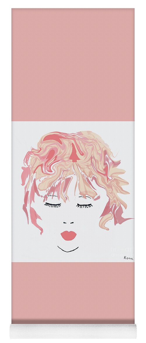 Delicate Face Illustration Yoga Mat featuring the digital art The contemplating girl by Elaine Hayward