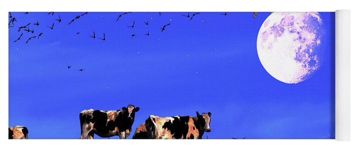 Wingsdomain Yoga Mat featuring the photograph The Cow Jumped Over The Moon by Wingsdomain Art and Photography