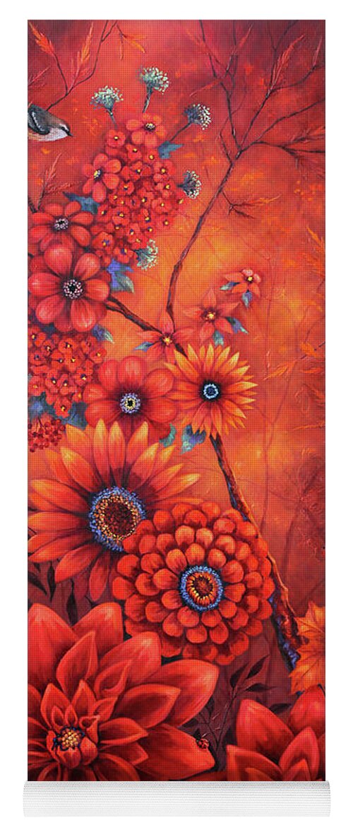 Red Yoga Mat featuring the painting The Crimson Forest by Lucy West