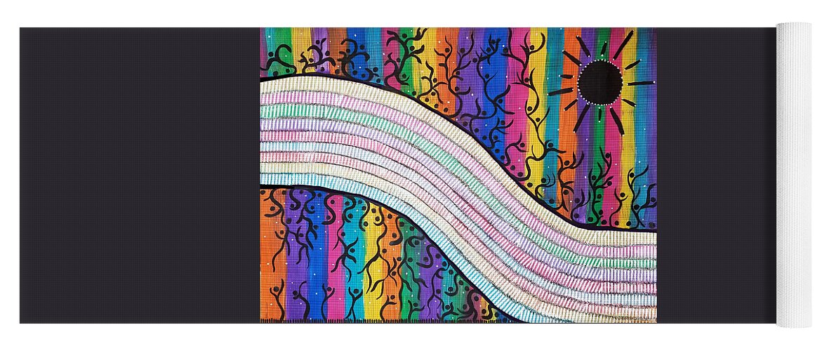 Colorful Yoga Mat featuring the mixed media The Dance Of Life by Diamante Lavendar