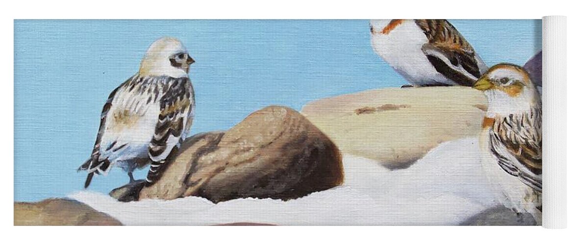 Snow Buntings Yoga Mat featuring the painting The Debate by Tammy Taylor