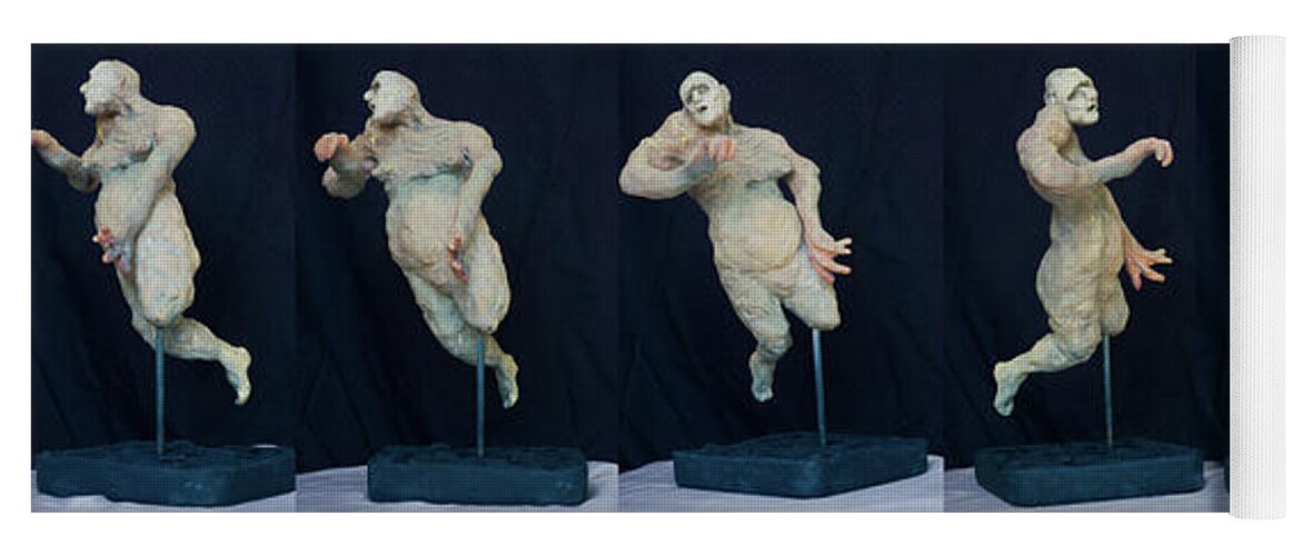 #sculpture Yoga Mat featuring the sculpture The Disabled Butoh Dancer by Veronica Huacuja