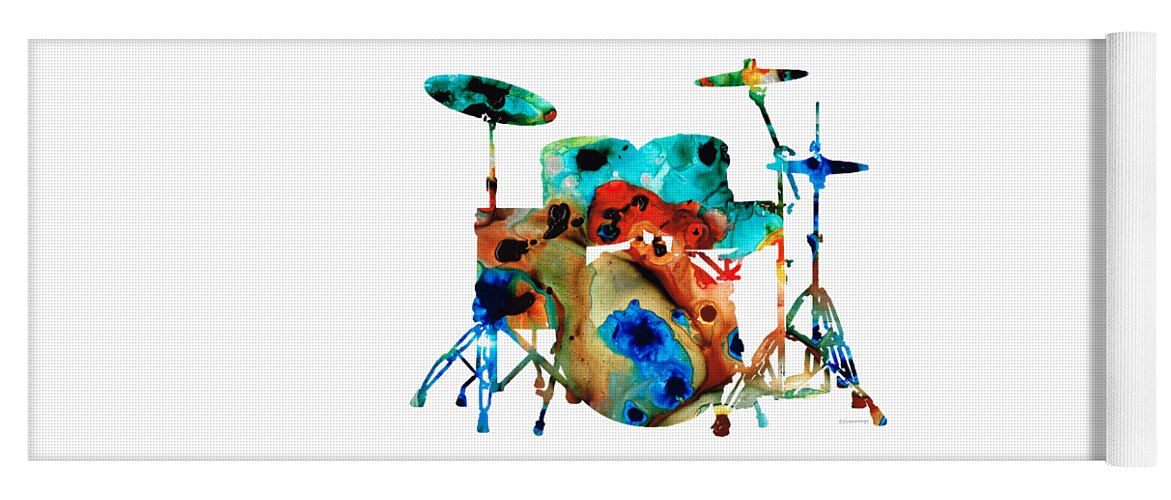 Drum Yoga Mat featuring the painting The Drums - Music Art By Sharon Cummings by Sharon Cummings