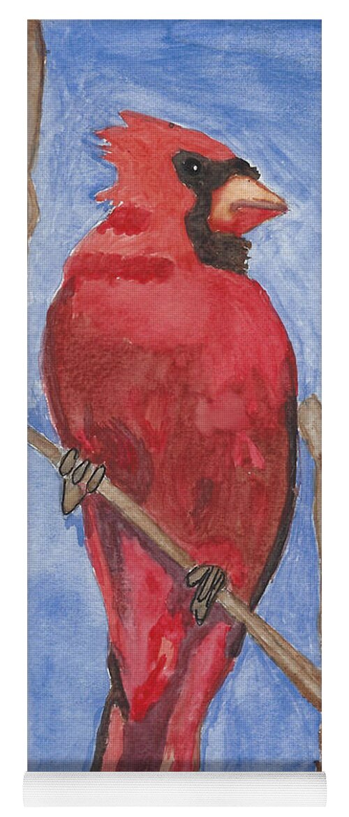 Cardinal Yoga Mat featuring the painting Red Watercolor Cardinal -The Emperor by Ali Baucom