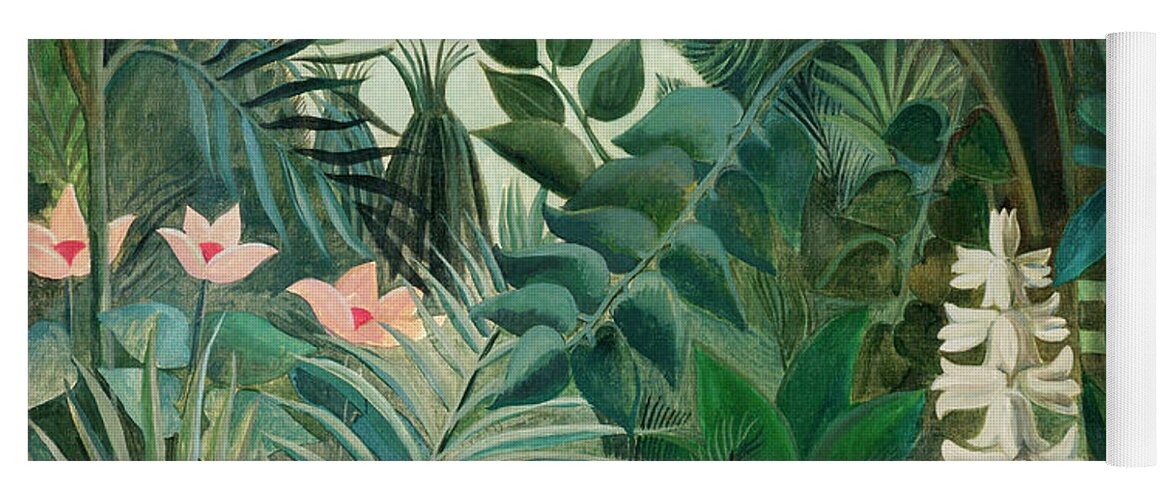 1900s Yoga Mat featuring the painting The Equatorial Jungle by Henri Rousseau by - Henri Rousseau