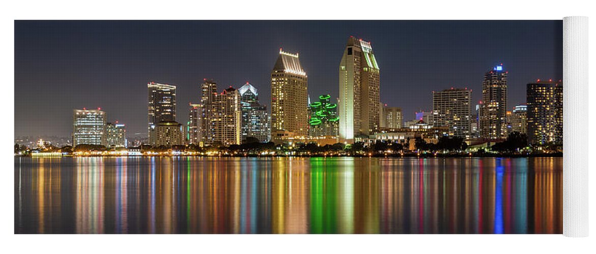 California Yoga Mat featuring the photograph The Ever Colorful San Diego Skyline by David Levin