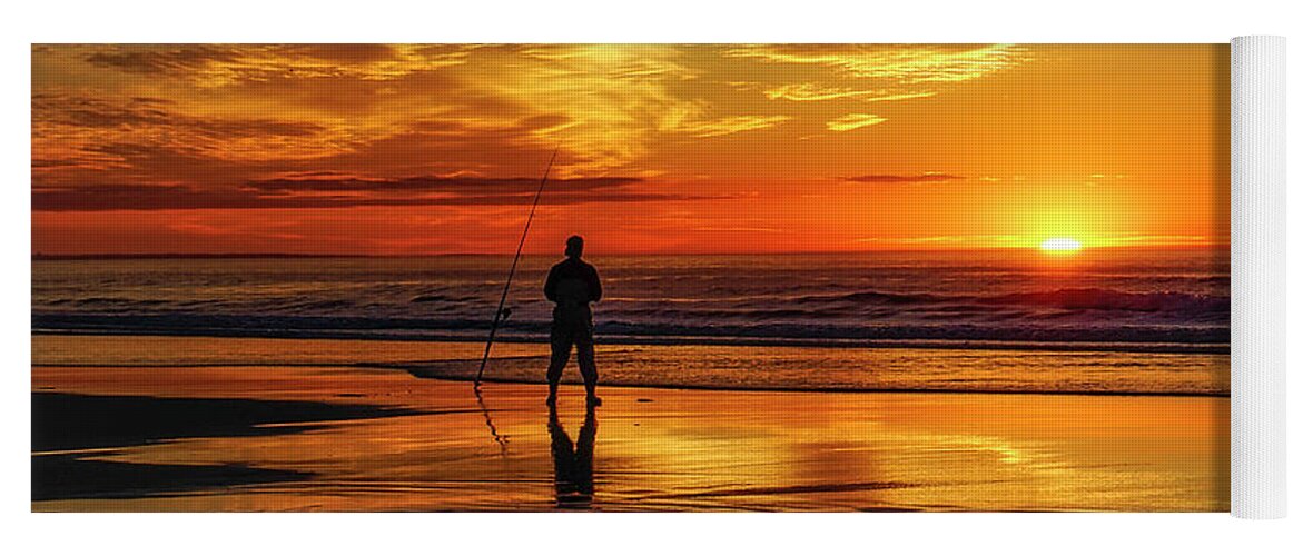 Ogunquit Beach Yoga Mat featuring the photograph The Fisherman by Penny Polakoff