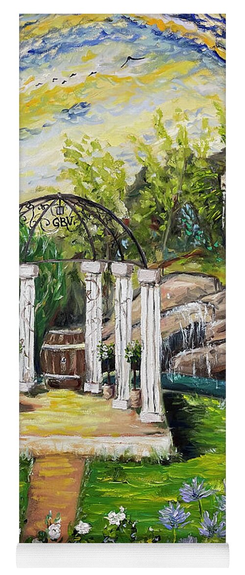Gbv Yoga Mat featuring the painting The Pergola at Gershon Bachus Vintners by Roxy Rich