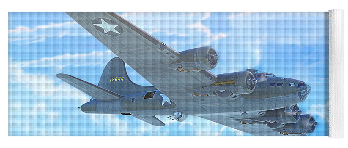 B-17 Yoga Mat featuring the digital art The Great Bird at War by Hangar B Productions