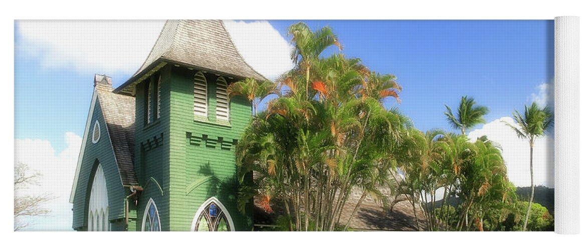 Palm Tree Yoga Mat featuring the photograph The Green Waioli Hula Church by Robert Carter