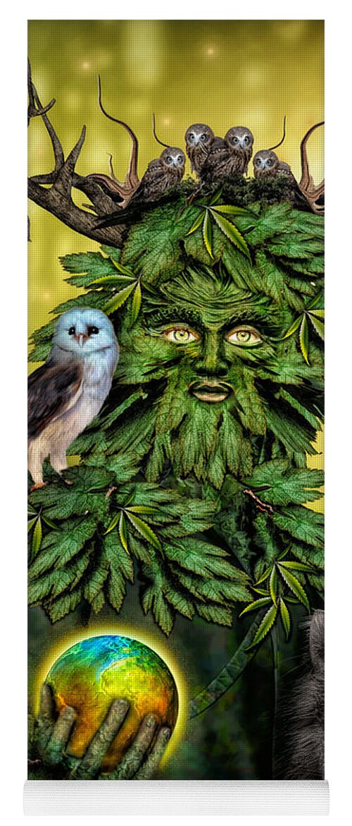 Greenman Yoga Mat featuring the digital art The Greenman by Diana Haronis