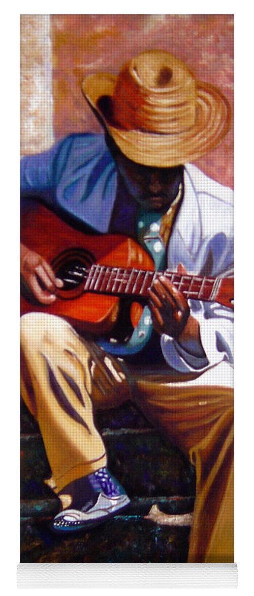 Cuban Art Yoga Mat featuring the painting The Guitar Player by Jose Manuel Abraham