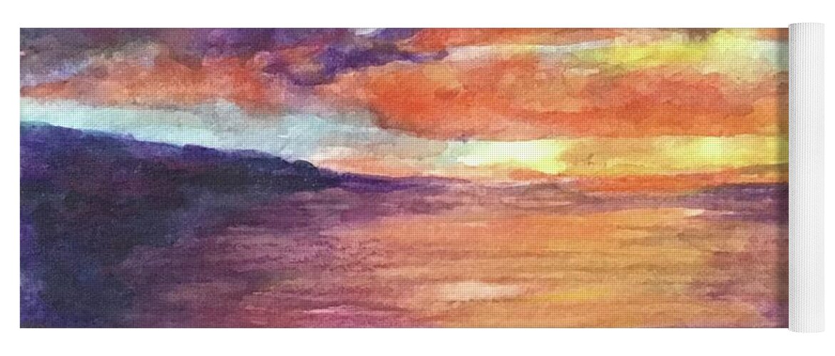 Sunset Yoga Mat featuring the painting The Heavens Declare by Cheryl Wallace