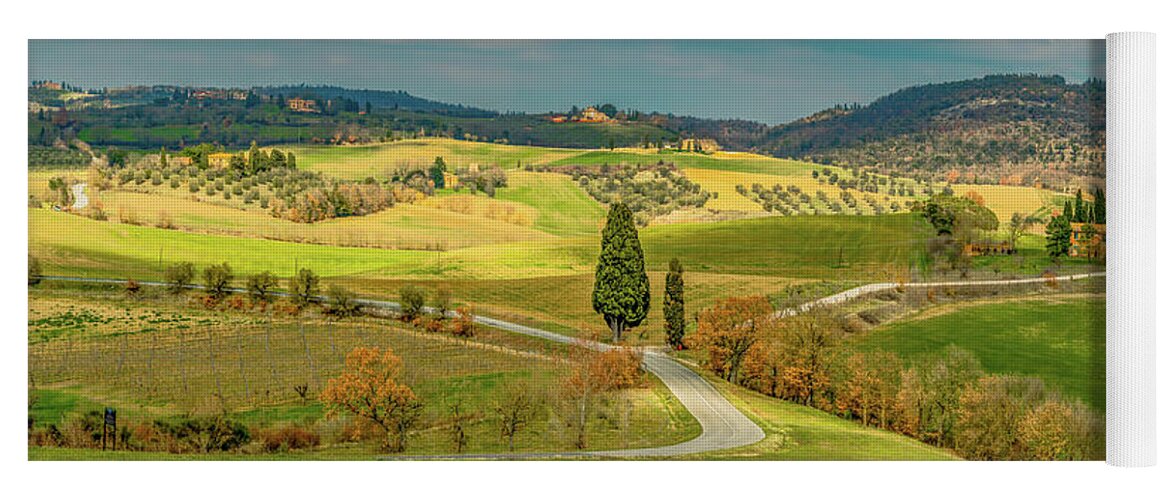 Tuscany Yoga Mat featuring the photograph The Hills Are Alive In Tuscany by Marcy Wielfaert