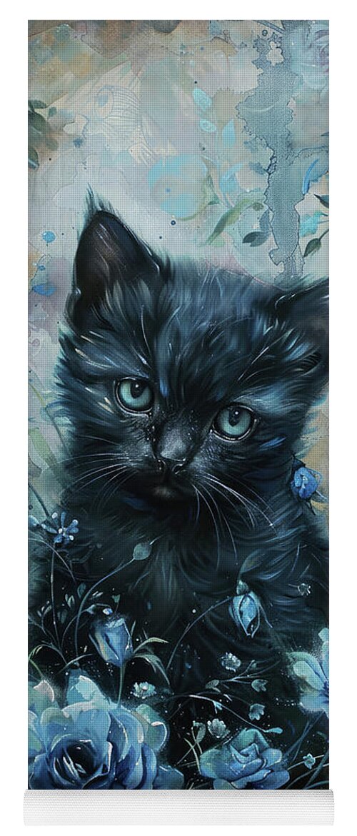Cat Yoga Mat featuring the painting The Kitten Stare by Tina LeCour