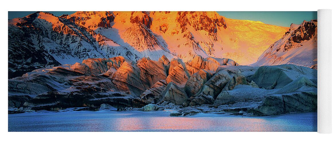Iceland Yoga Mat featuring the photograph The light at sunset by Henry w Liu