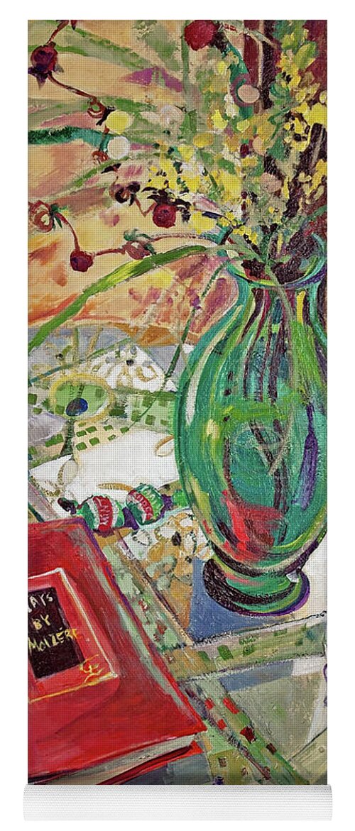 Still Life Yoga Mat featuring the painting The Light in the Window by Cherie Salerno