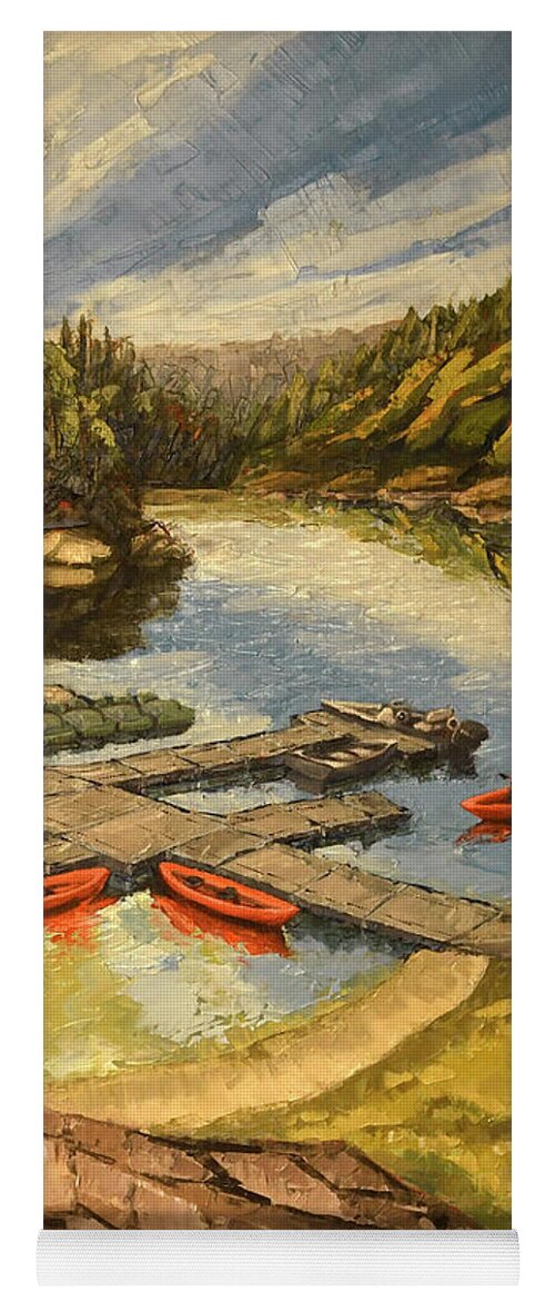 Loch Lomond Yoga Mat featuring the painting The Loch by PJ Kirk