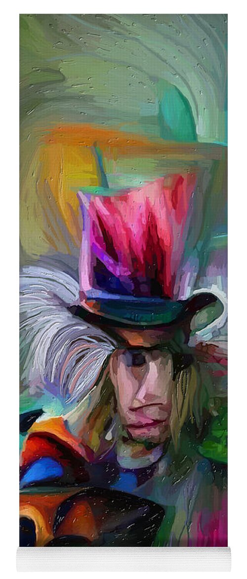 Mad Hatter Yoga Mat featuring the mixed media The Mad Hatters Workshop by Ann Leech