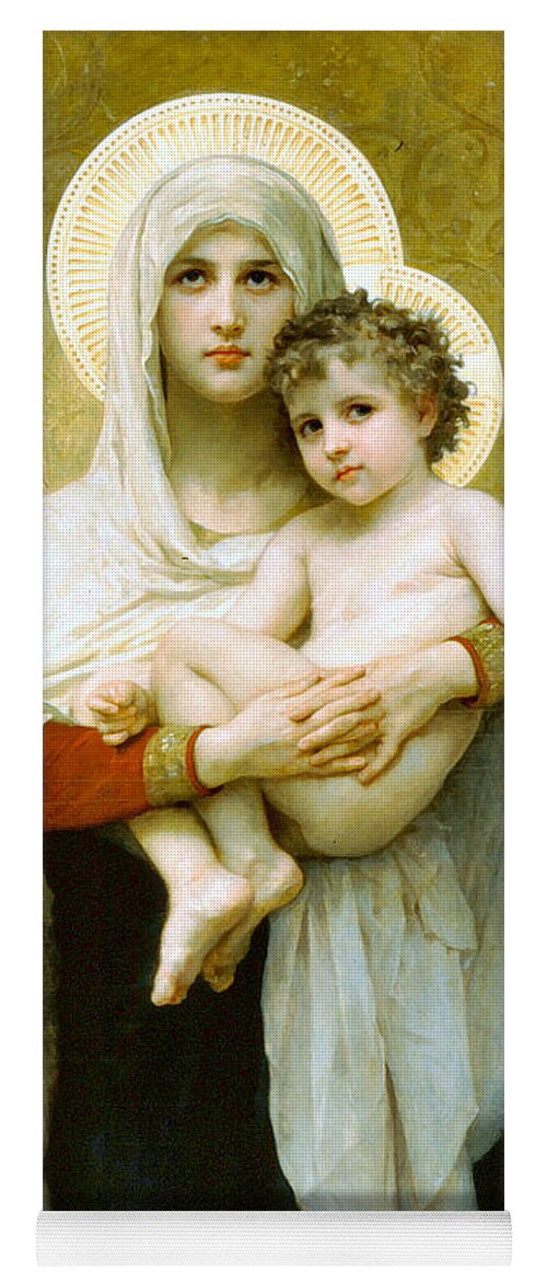The Madonna Of The Roses Yoga Mat featuring the digital art The Madonna of the Roses by William Bouguereau