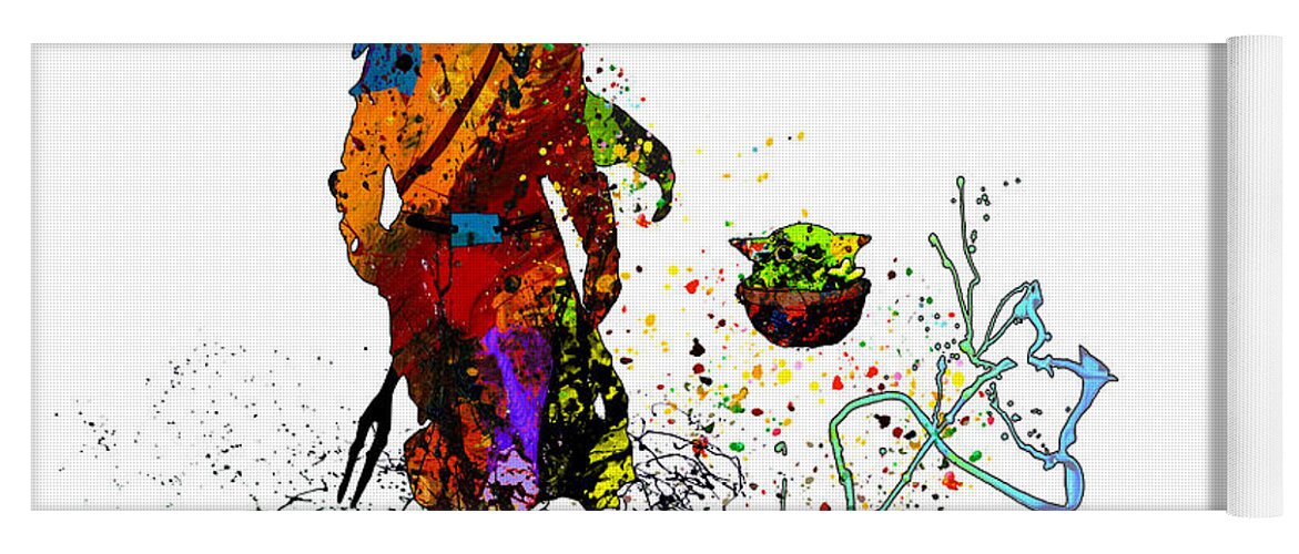 Watercolour Yoga Mat featuring the mixed media The Mandalorian 01 by Miki De Goodaboom
